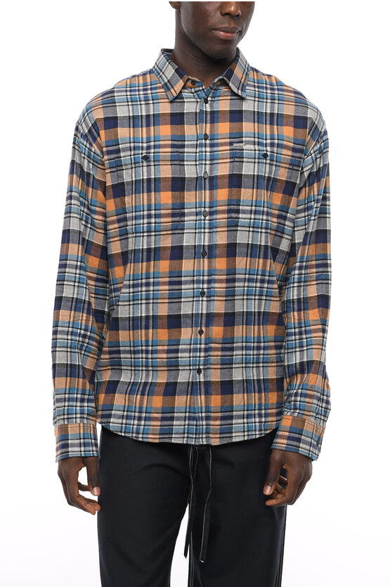 Shop Dsquared2 Fleeced-cotton Plaid Check Shirt With Double Breast Pockets