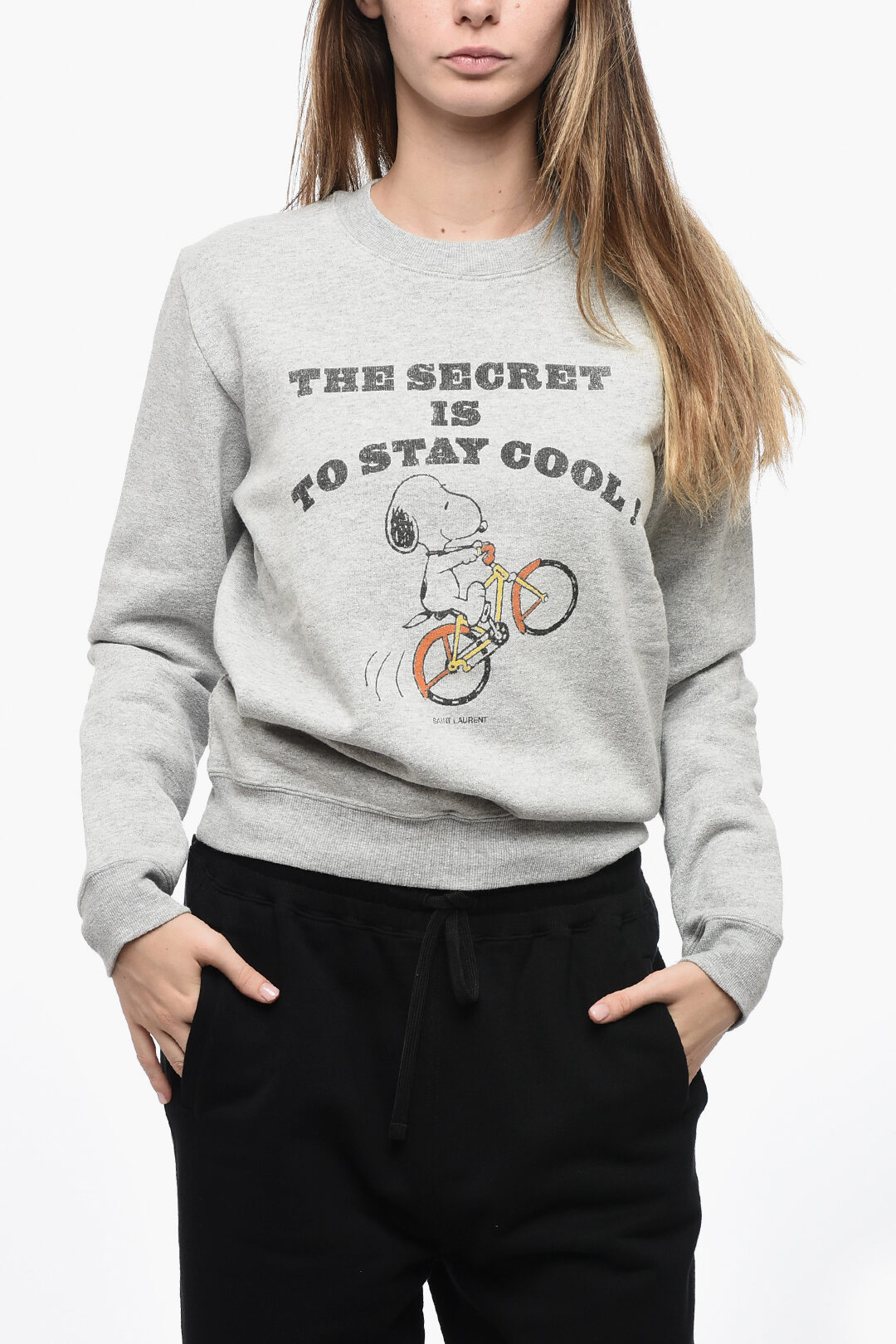 Saint Laurent Fleeced Cotton STAY COOL Crew Neck Sweatshirt women