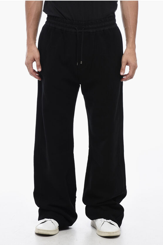 Shop Saint Laurent Fleeced Cotton Straight Fit Sweatpants