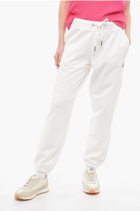 Moncler Cotton Fleece Track Pants With Elastic Cuffs