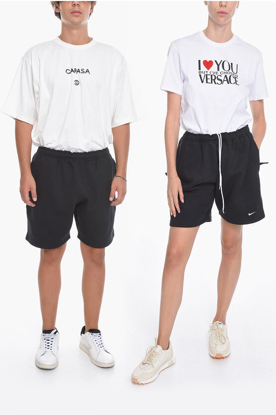 Nike Fleeced Cotton Unisex Shorts With Drawstring Waist In White