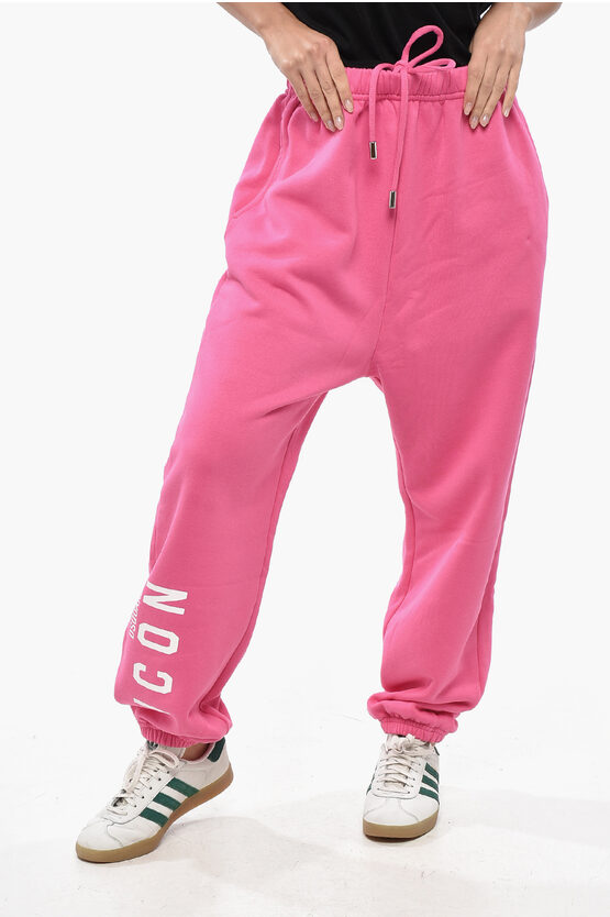 Dsquared2 Fleeced-cotton V-icon L.a. Joggers With Drawstring Waist In Multi