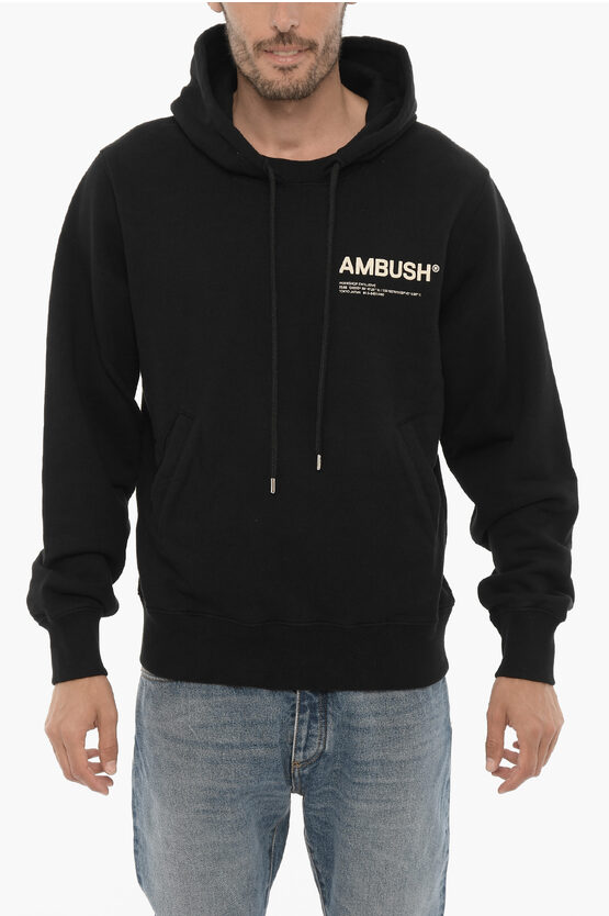 Ambush Fleeced Cotton Workshop Crew-neck Sweatshirt In Black