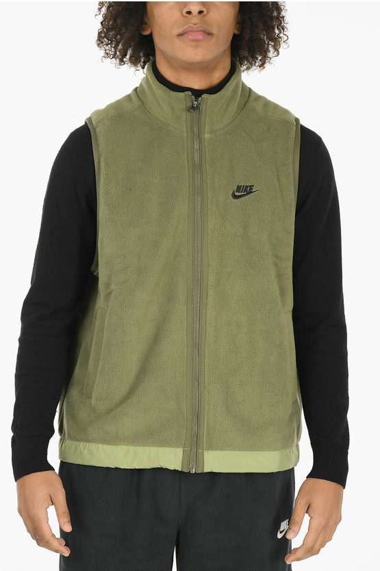 Nike Fleeced Sleeveless Jacket With Perforated Inner In Green
