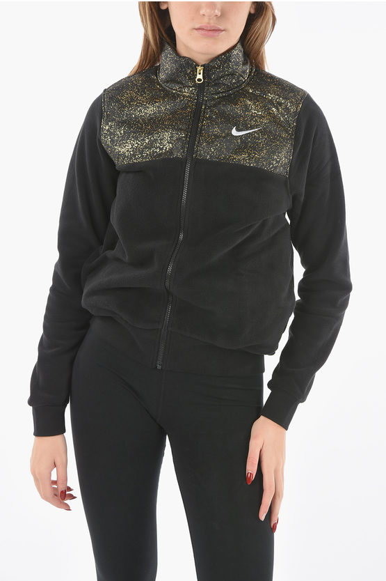 Nike Fleeced Sweatshirt With Glitter Detail In Black