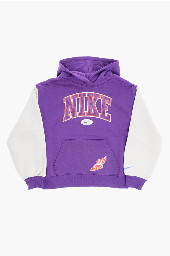 Nike Fleeced Two-tone Join The Club Hoodie In Purple