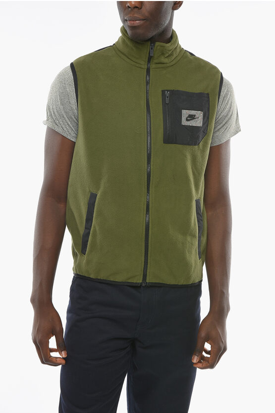 Nike Fleeced Vest With Breast Pocket In Green