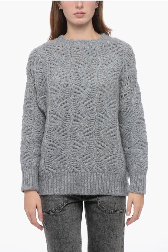 Shop Gentryportofino Fleecy Effect Pullover With Openwork Motif