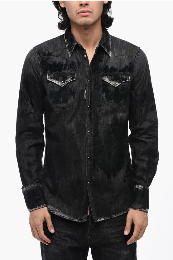 Dsquared2 Flocked Denim Western Shirt