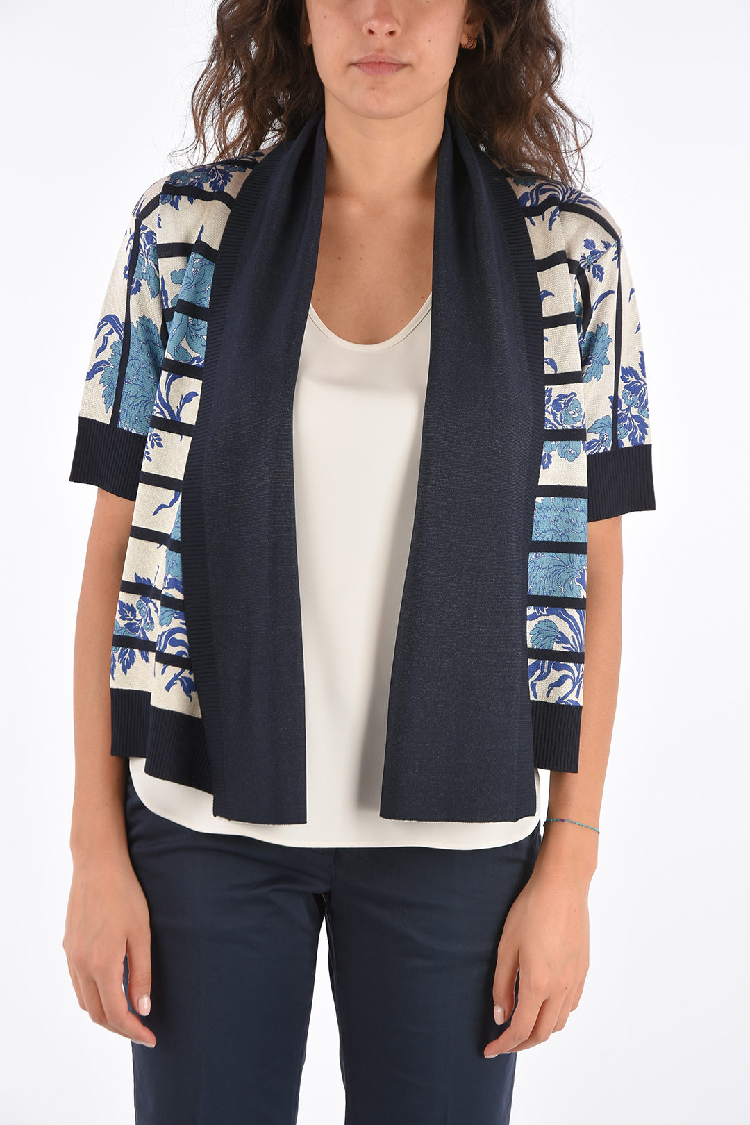 navy floral cardigan