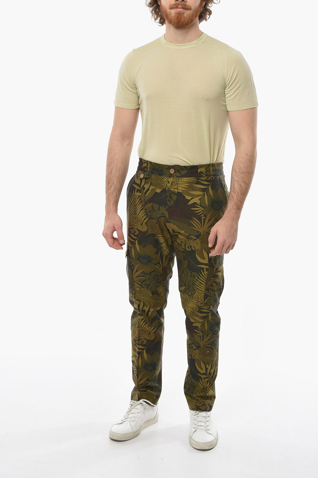 Etro Floral Camouflage Cotton Pants with Elastic Waistband men