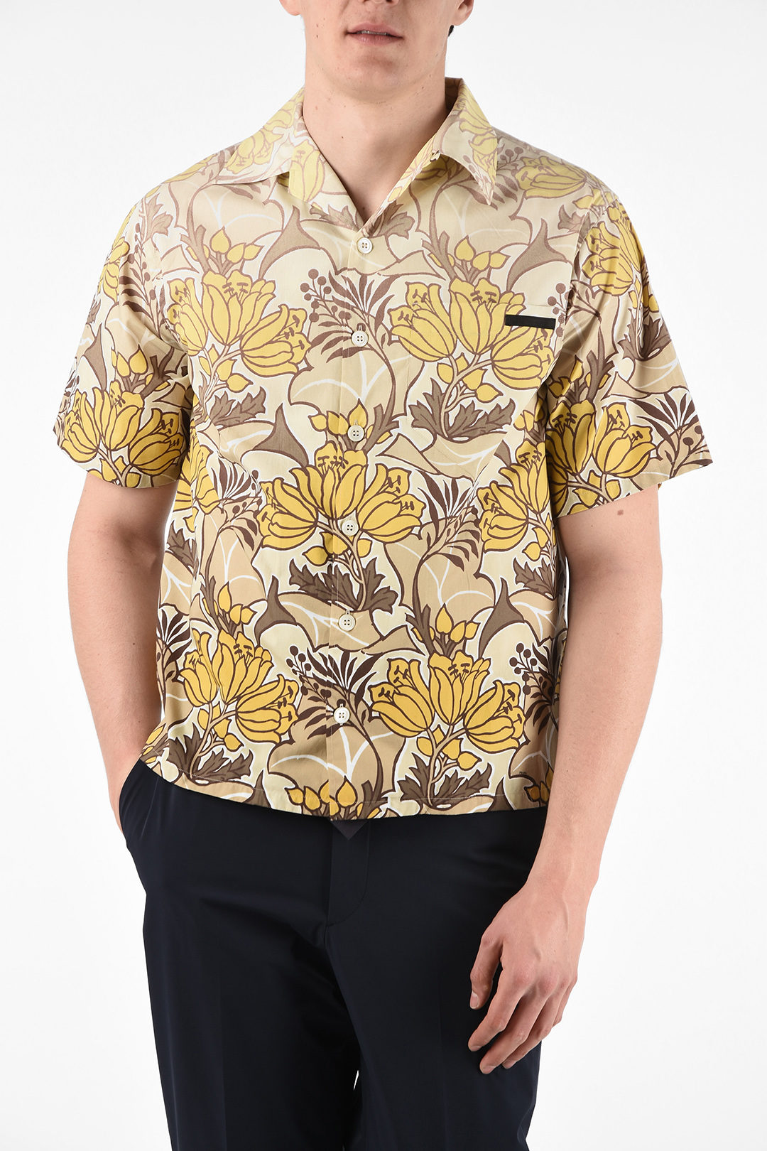 Prada Floral Cotton Short Sleeve Shirt men - Glamood Outlet