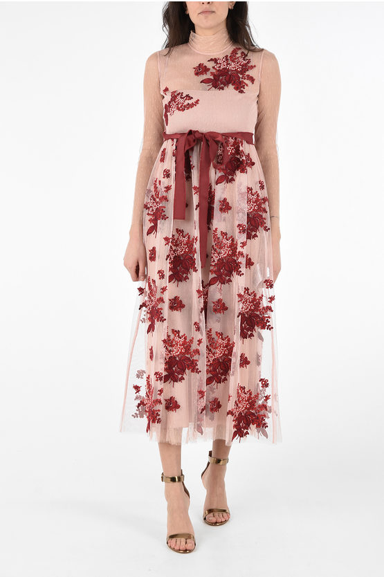 winnen Ale officieel Red Valentino Floral Embroidered Long Sleeve Dress with Belt women -  Glamood Outlet
