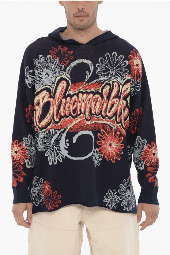 Shop Bluemarble Floral-embroidered Sweater With Hood