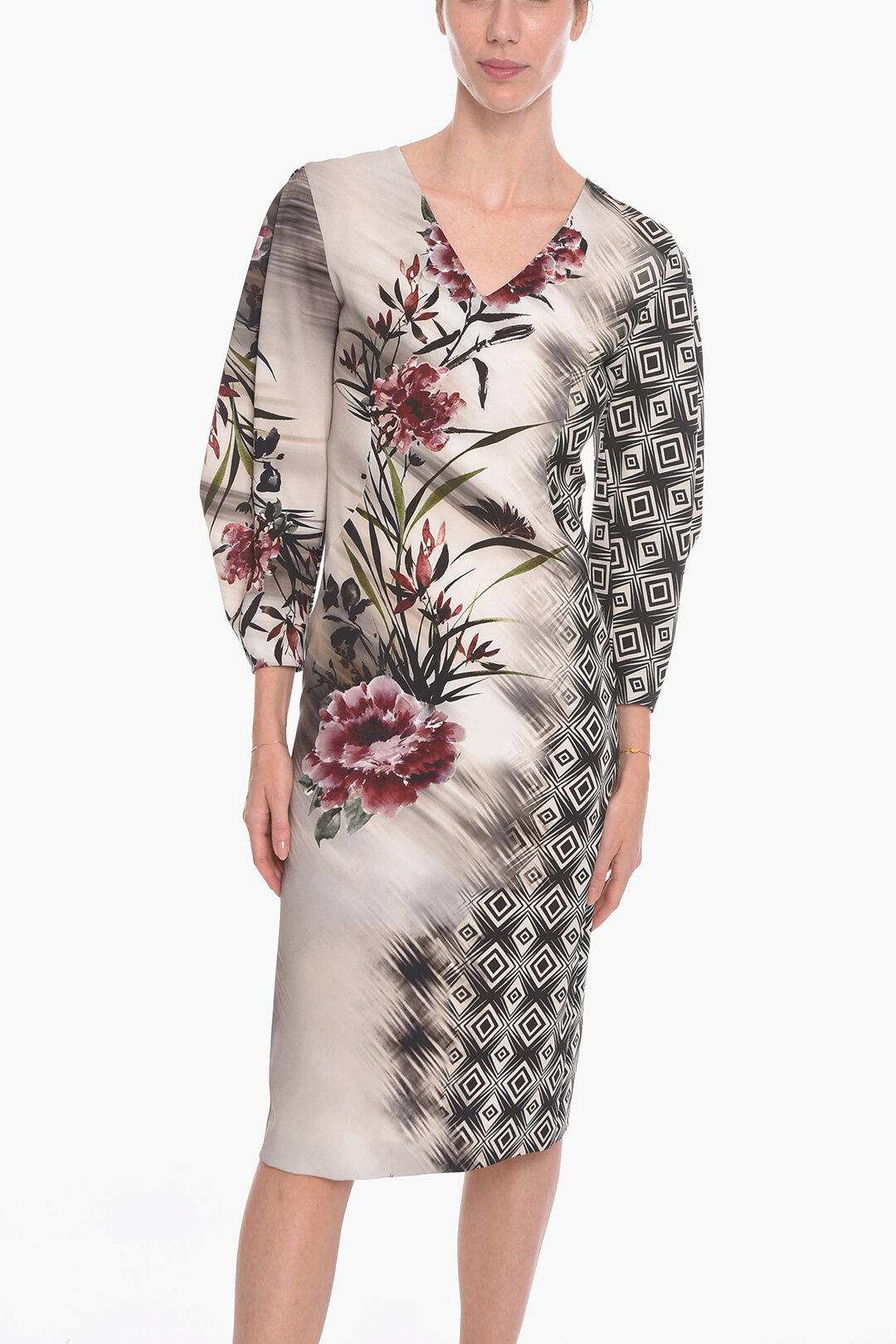 pakke Tale skrige Alberta Ferretti Floral Long Dress with V-neckline women - Glamood Outlet