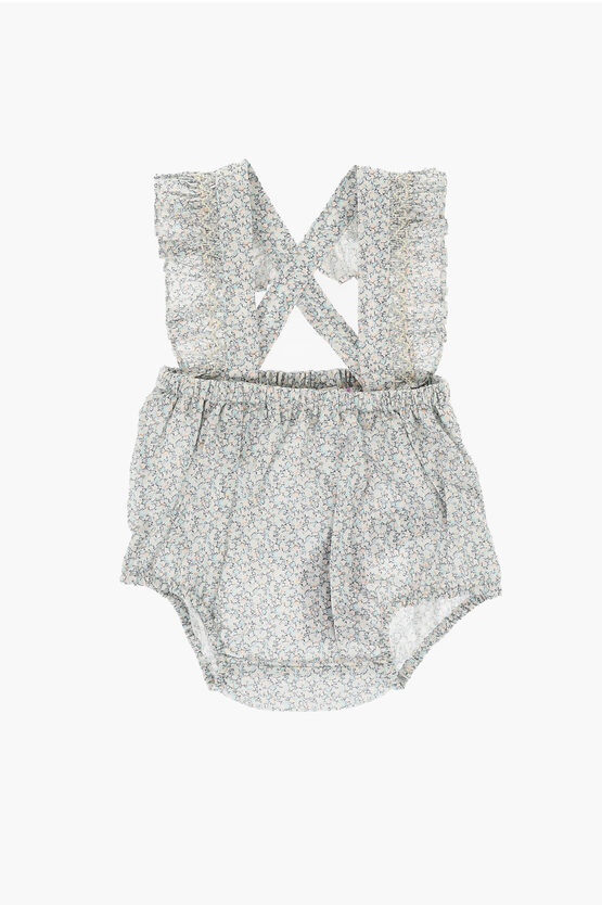Bonpoint Floral Motif Akissi Bloomers With Suspenders