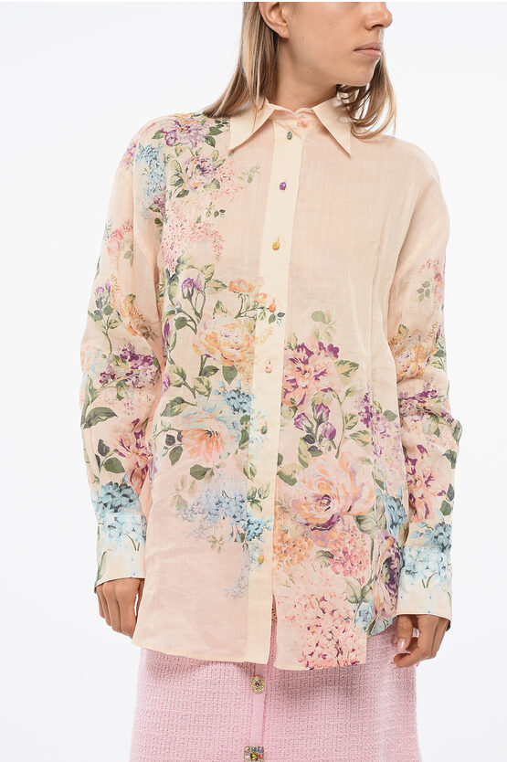 Zimmermann Floral- Motif Blouse With Colored Buttons