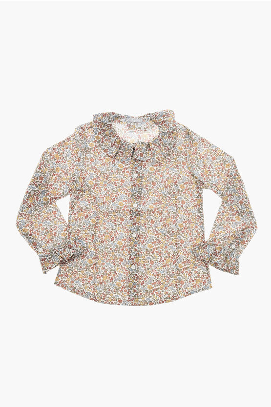 Il Gufo Floral Motif Blouse With Peter Pan Collar In Multi