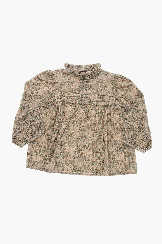 Bonpoint Floral Motif Corduroy Blouse In Neutral
