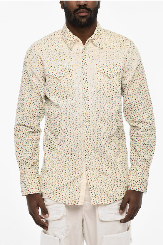 Dsquared2 Floral-motif Courduroy Shirt