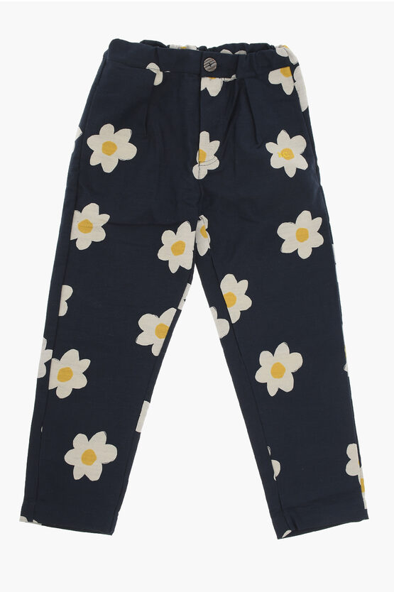 Shop Bobo Choses Floral-motif Double Pleated Pants