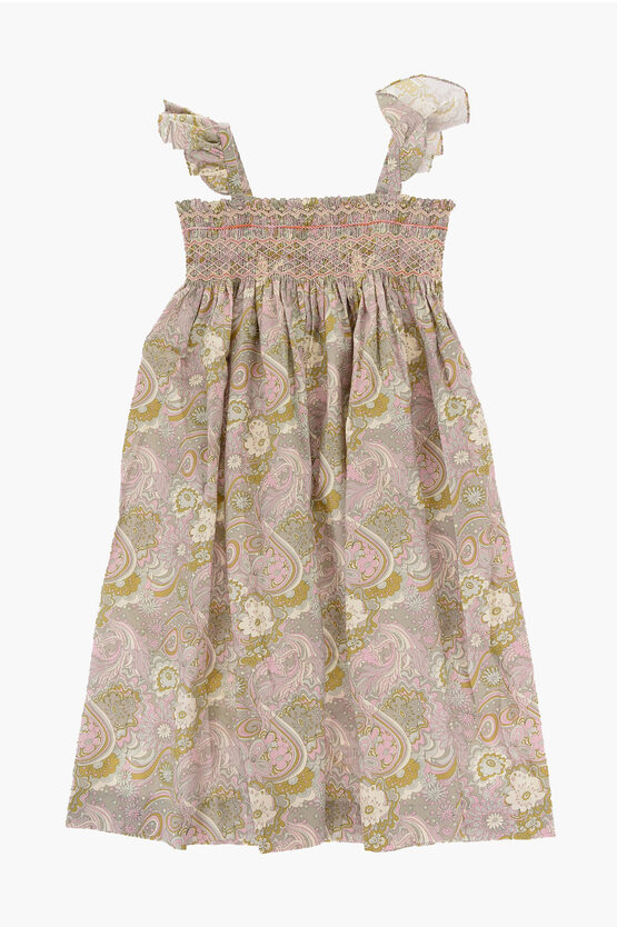 Bonpoint Floral-motif Flared Dress With Pleats In Multi