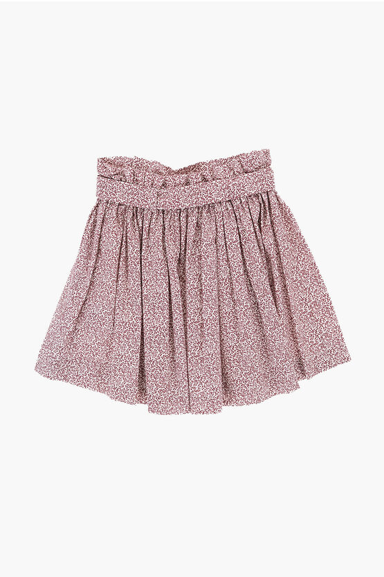 Shop Bonpoint Floral-motif Flared Skirt With Belt