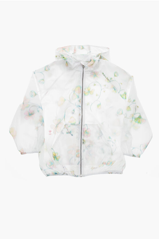 Dior Floral-motif Jacket With Hood In White