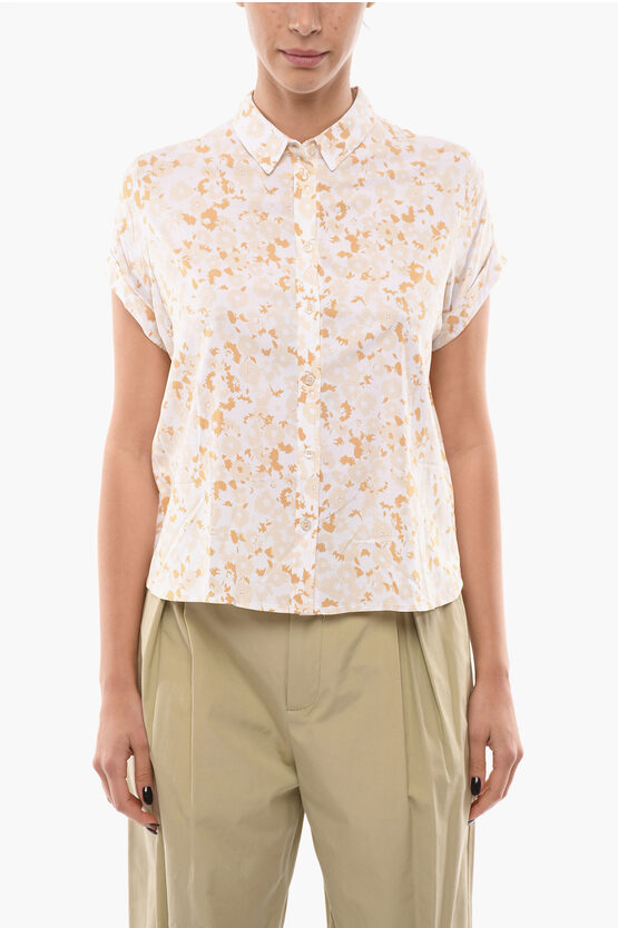 Samsoe & Samsoe Floral-motif Majan Shirt With Roll Cuff Sleeve In Multi
