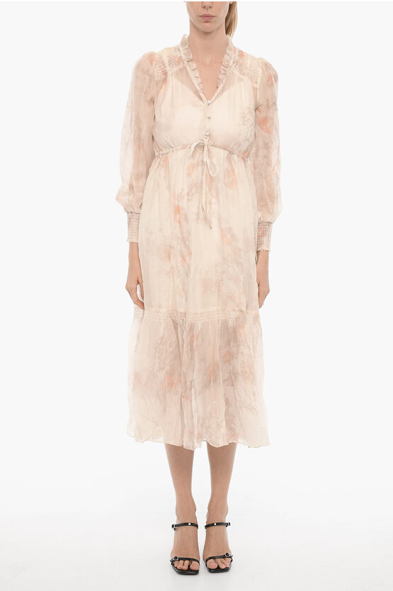 ALLSAINTS FLORAL - MOTIF NISHA KOURA MAXI DRESS WITH RUCHES 