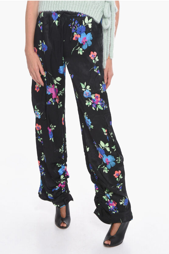 Shop Rotate Birger Christensen Floral-motif Satin Heavy Cargo Pants