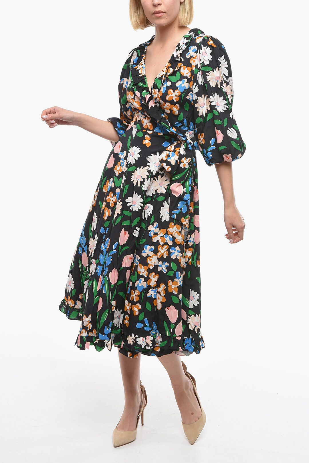 Kate Spade Floral-Motif Wrap Dress with Ruffled Details women - Glamood ...