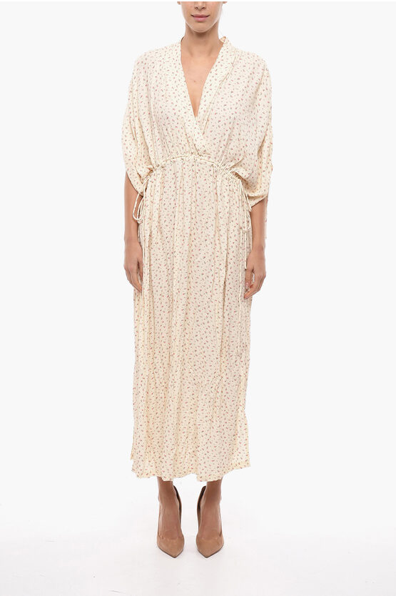 Notes Du Nord Floral-motiv Dolly Maxi Dress With Loose Sleeves And Side Sl In Neutral