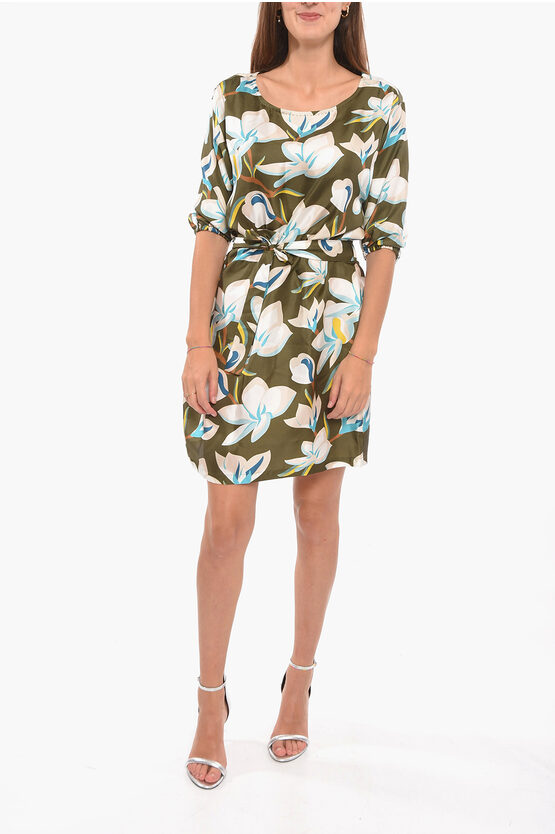 Altea Floral Patterned Amie Dress With Puffed Sleeves In Green