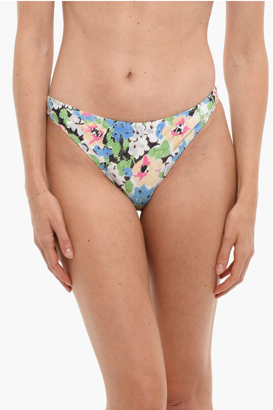 Ganni Floral Patterned Bikini Bottom In Multi