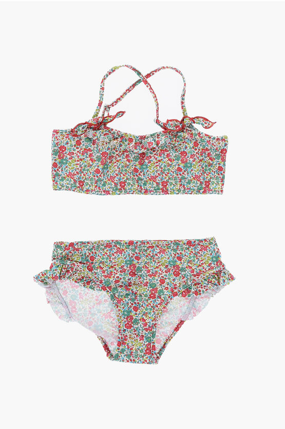 Bonpoint Floral Patterned Bikini With Ruffle Details In Multi