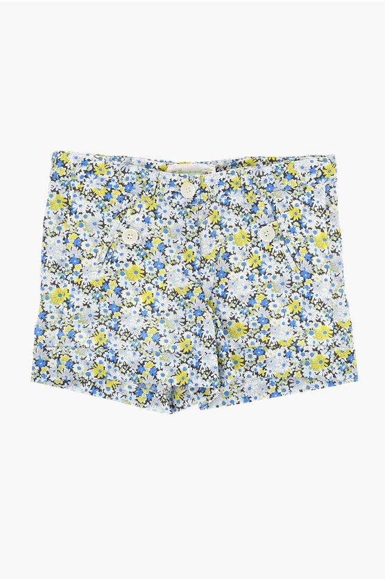 Bonpoint Blue Calista Bermuda Shorts With Cotton Floral Print