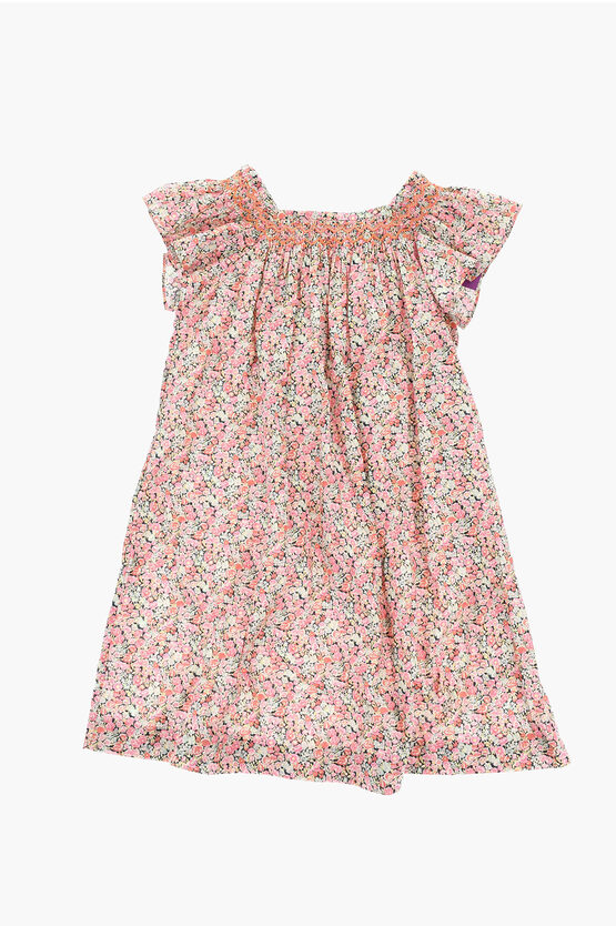Bonpoint Floral Patterned Flared Dress In Pink