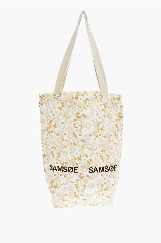Samsoe & Samsoe Floral Patterned Frin Shopper Bag With Printed Logo In Multi