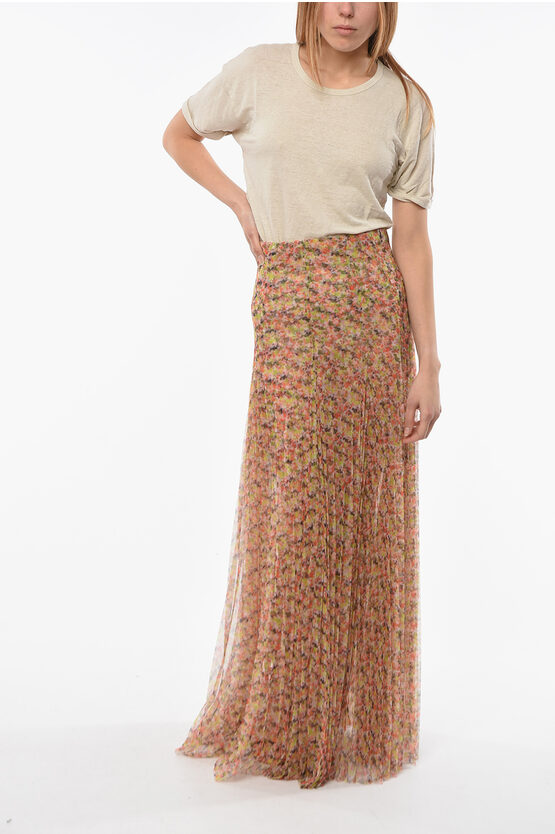 スカート Philosophy Di Lorenzo Serafini Pleated Skirt With Floral Philosophy Di Lorenzo Serafini Pleated Skirt With Floral