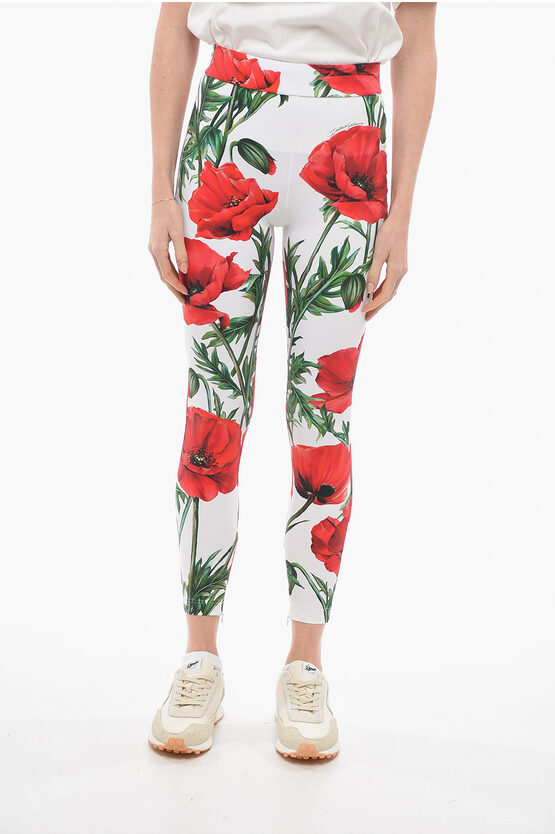 Dolce & Gabbana Floral Patterned Poppy Leggings With Ankle Zips In Multi