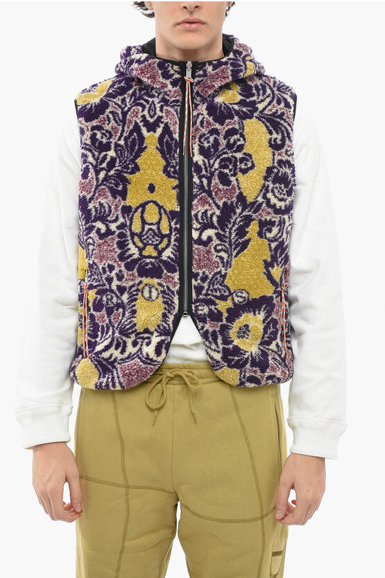 Aries Floral Patterned Reversible Teddy Vest In Multicolour