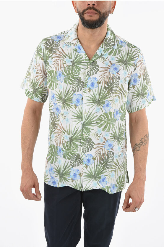 Altea Floral Patterned Short Sleeve Flax Baker Shirt In Multi