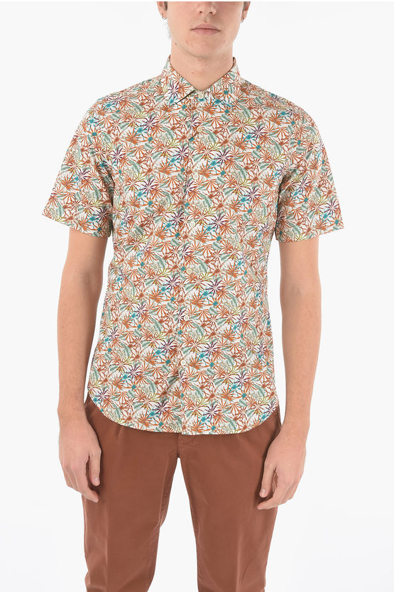 Corneliani Floral Patterned Short Sleeve Shirt In Multi