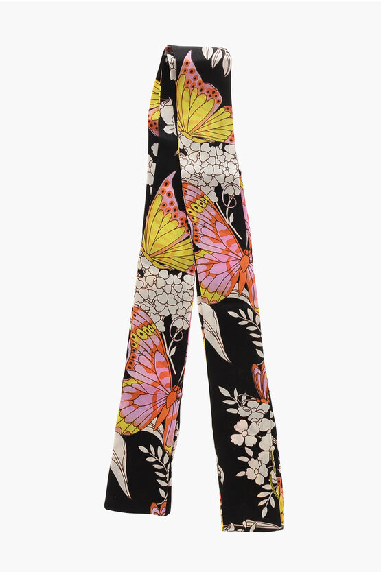 Dsquared2 Floral Patterned Silk Satin Scarf In Multi