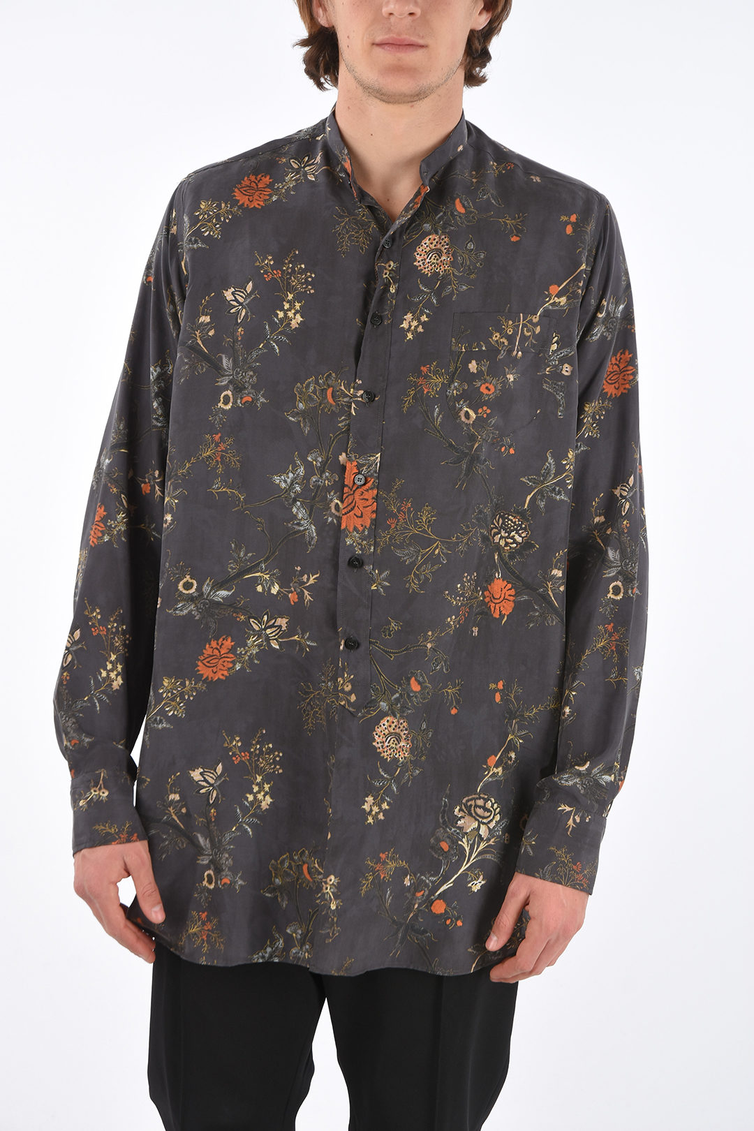 ETRO floral-print silk shirt - Grey