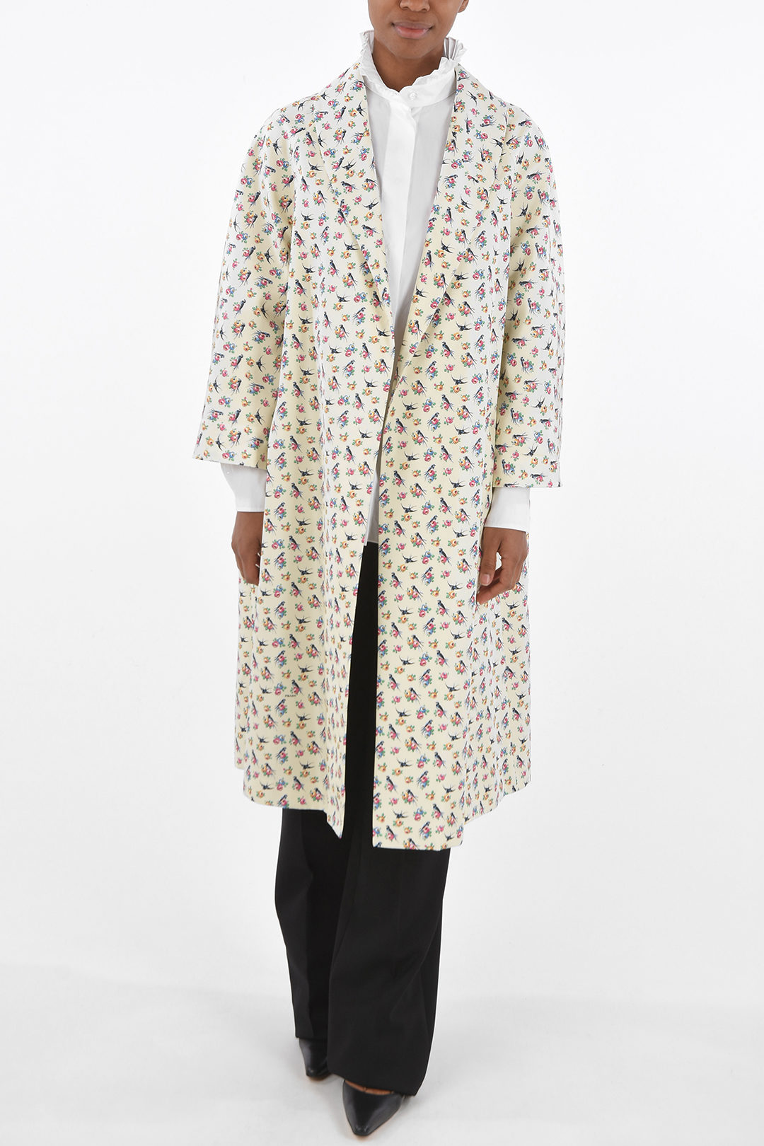 Prada Floral Patterned Silk Trench with Flap Pockets women - Glamood Outlet