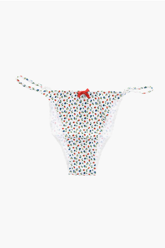 Dsquared2 Floral Patterned Stretch Cotton Briefs In White
