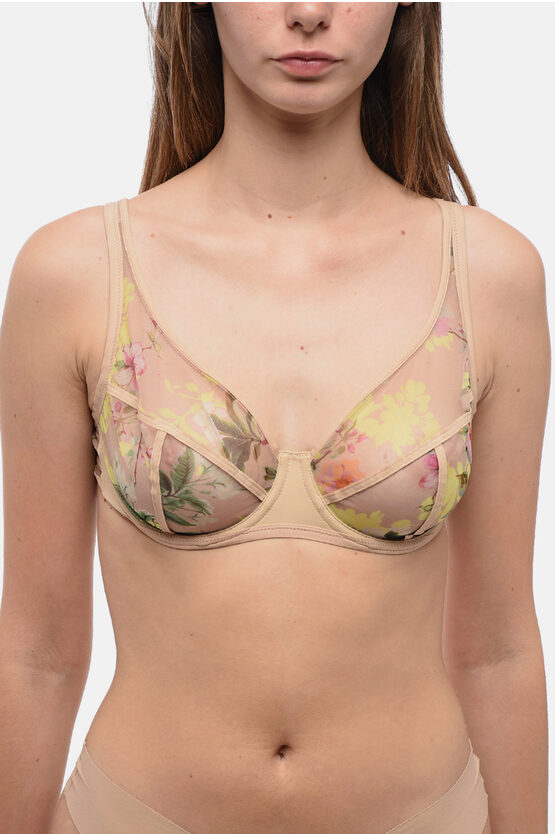 MAISON LEJABY FLORAL PATTERNED UNDERWIRE TULLE BRA