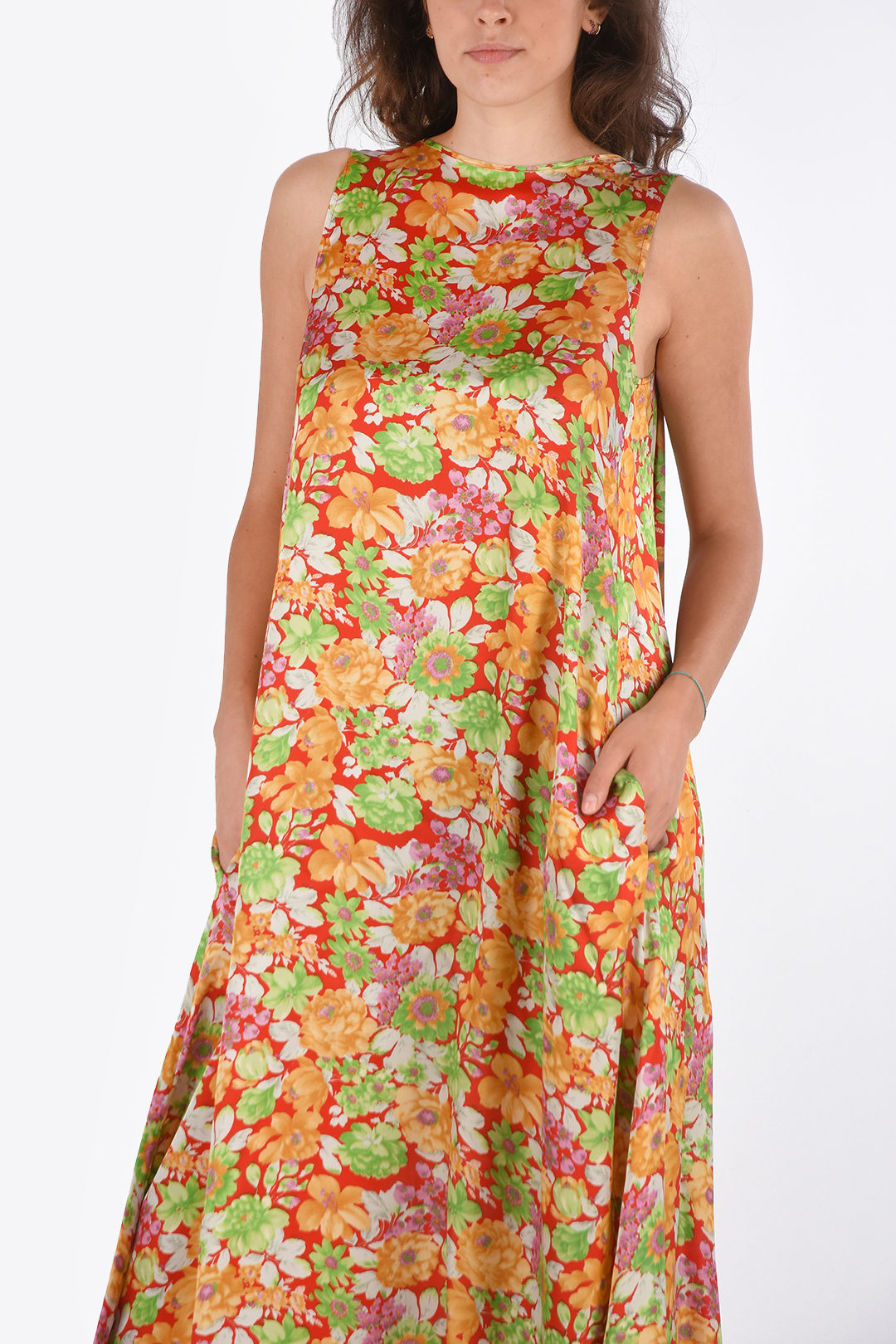 Floral maxi dress with pockets online